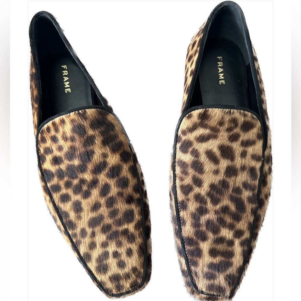 Frame Le Verona Genuine Calf Hair Loafer in Leopard New